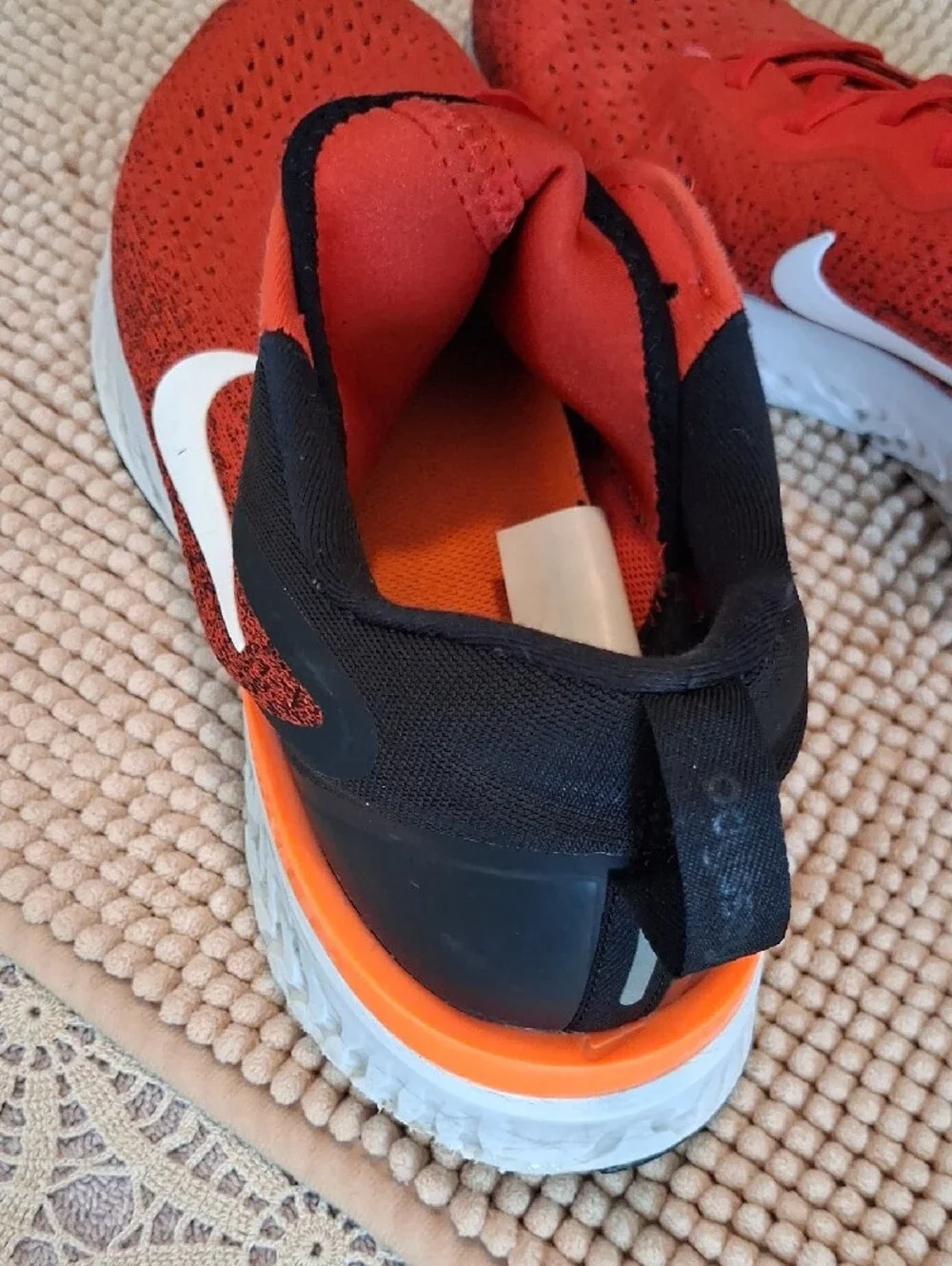 Nike Men’s Red and Black Athletic Running Shoes with White Swoosh